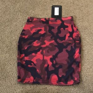 NWT Red camo mini skirt